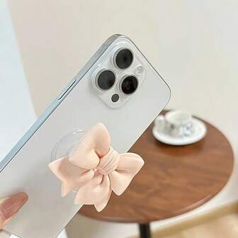 A Multi-Color Cute Bow-Shaped Phone Airbag Stand, Foldable And Extendable Back Support Stand, Solid-Colored Phone Stand With Bow Design, Desktop Support With Adhesive And Extendable Grip Stand Compatible With IPhone, Android Phone, Gift For Birthday, Family, Friends, For Summer Bathroom Kitchen Gifts Birthday Phone Holder Phone Accessories Strong Load-Bearing