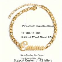 Customized Name Bracelet Men's Cuban Chain Personalized Stainless Steel Adjustable Charm Bracelet Customized Gold Name Label Jewelry Couple Commemorative Gift For Boyfriend's Birthday Gift - Multicolor - View 2