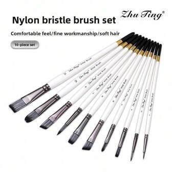 10pcs Professional Artist Paint Brushes Set - Suitable For Teenagers, Adults, Great For Beginners And Professionals - Perfect For Watercolor, Oil Or Acrylic Painting