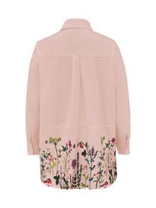 Women's Casual Floral Print Front Short Back Long Shirt - Pink - View 2