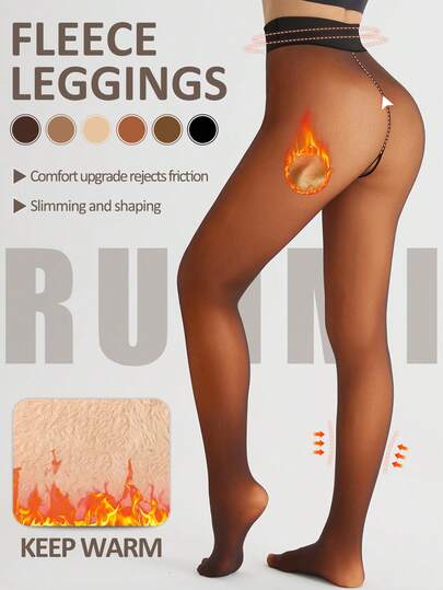 220g Medias forradas de felpa de cintura alta, pantimedias falsas translúcidas, cálidas y gruesas, con una variedad de colores transparentes adecuados para personas de diferentes tonos de piel. 6 tallas adecuadas para personas altas de talla grande europeas y americanas