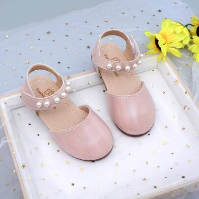 Children's Fashion Casual Sports Shoes, Comfortable And Stylish With Bow Decor, Soft Pearl Embellished Hook And Loop Design