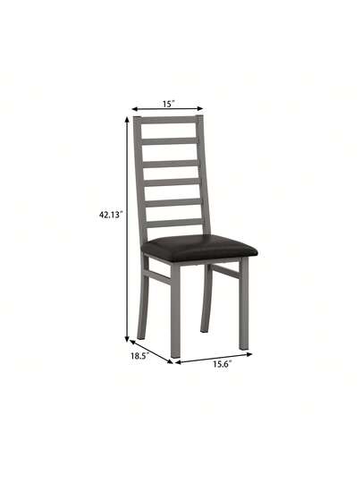 Set Of Dining Chairs Steel Legs PU Leather Seats Kitchen Living Room Zwart Grijs view 10