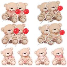 16pcs/32pcs/40pcs/80pcs Bear Lollipop Holder Cards Set - Cute Bear Candy Wrappers ForBirthday Party & BabyShower Supplies - Multicolor - View 5