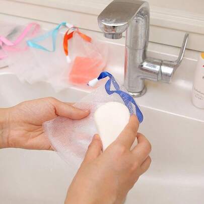 Exfoliating Soap Bag, Double-Layer Thickened Foam Net, Bubble Net Bag, Soap Proof Bag, Bathtub And Shower Cord Clip Bag, Any Color