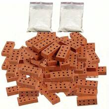 50/200 Stücke, Mini Ton Bauklötze, wiederverwendbare Mini Ton 8 Löcher Ziegel, realistische DIY Mini Baumodelle, können für Bonsai Dekoration, Puppenhaus Dekoration, Mini Baustellenszene Zusammenbau verwendet werden - Verschiedenfarbig - Übersicht 13