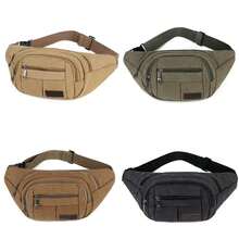 Large Men's Fanny Pack, Durable Canvas Waist Bag, Unisex Organizer - Black - View 4