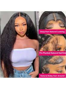 Kinky Straight Human Hair Wigs Kinky 13x4 Transparent Lace Front Wig Human Hair With Baby Hair Part Wig Christmas Gifts Pre-Plucked Natural Look & Comfortable Fit Curly Hair 180 Density Yaki Straight Lace Front Wig 36 Inch Yaki Straight Human Hair Everyday & Special Events Easy To Style Yaki Straight Lace Frontal Wig Christmas Decorations Fashion Accessory Yaki Straight/Kinky Straight Wig (Bob Wigs 8-16 Inch) - SNatural - View 4