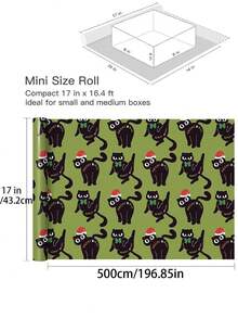 1 cuộn Giấy gói quà Giáng sinh | Nền xanh lá cây có mũ ông già Noel và nơ, họa tiết mèo đen - Thích hợp để gói quà, trang trí ngày lễ, tạo không khí tiệc tùng và sự kiện theo chủ đề - 500cm*43,2cm, Phụ kiện gói quà Giáng sinh, trang trí Giáng sinh, lý tưởng để làm quà tặng ngày lễ - Nhiều màu - Xem 12