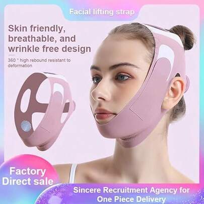 Upgraded Double Lifting V-Face Mask Purple - Anti-Sagging Sleep Facial Mask For Tightening & Jawline Enhancement (Giftable)