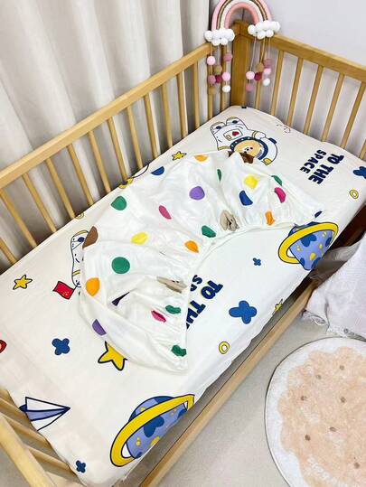 Lençol de berço com estampa de animais, 1 peça, 120*60cm, conjunto de cama para recém-nascido, lençol fofo para quarto de menina, capa de colchão de berço para todas as estações.