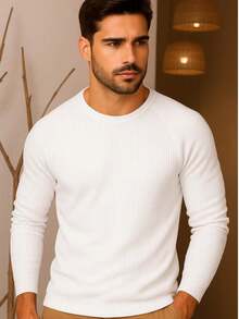 AMERICAN LONG SLEEVE T-SHIRT/BASIC T-SHIRT/RIBBED T-SHIRT - White - View 2