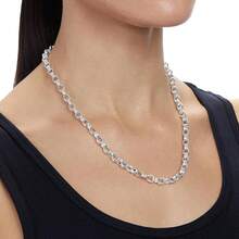 Essentials Plated Double Chunky Round Link Chain - Silver - View 7