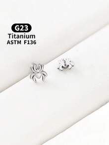 1pc Titanium Heart Zirconia Embedded Skin Implant Stud - Titanium Color - View 9