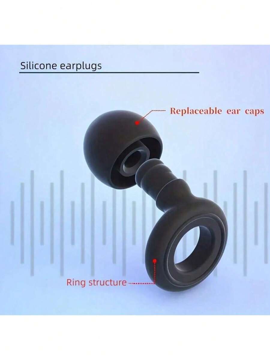 1 Pair Of Reusable Silicone Earplugs, Suitable For Sleeping And Swimming, Comes With 2 Replacement Tips, Can Be Used For Snoring Relief, Studying, Concerts, Comfortable And Durable - Multicolor - View 1