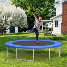 Universal 15FT Split Trampoline Spring Cover W/Hook & Loop Fastener Waterproof - Blue - View 4