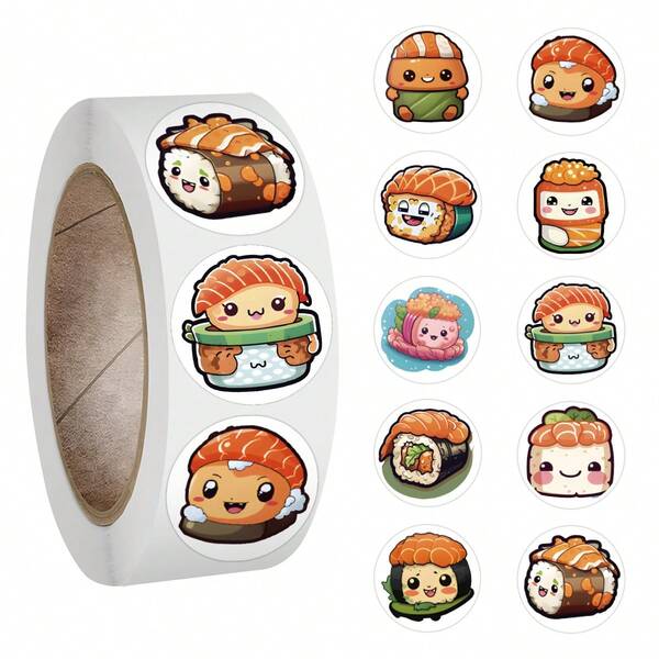 500 Stück Klebreis-Kugel Sushi Aufkleber, Vinyl Ästhetik Aufkleber für Scrapbooking, Tagebuch, Stoßstange, Skateboard, Wasserflasche, Cartoon, Schutzhelm, Auto