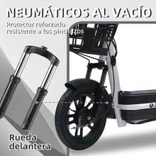 Bicicleta eléctrica plegable para adultos  - Motor de 500 W (potencia máxima de 800 W) - Batería de 48 V y 12 Ah - Autonomía de 40 a 50 km - Biplaza con suspensión - 3 velocidades - Neumáticos todoterreno - Luces LED, frenos de disco y neumáticos todoterreno - Ideal para desplazamientos diarios y todoterreno. Envío en dos paquetes exprés. Requiere montaje parcial. Incluye vídeo de instalación.a - Negro - Ver 3
