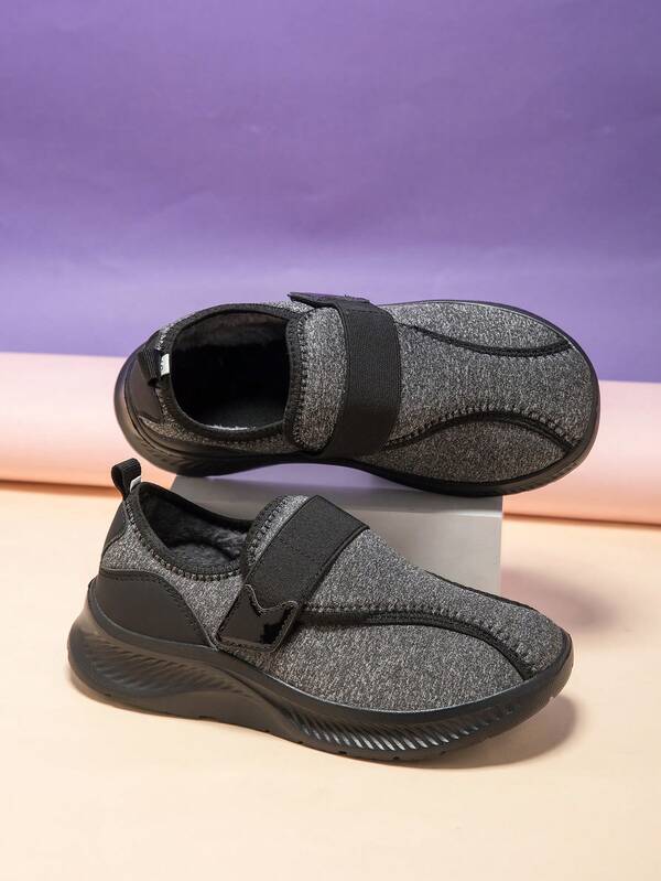 Adjustable Elastic Band & Closure Loose Toe Box Unisex Plus Size Outdoor Sports Shoes/Boots, Fleece Lining, Thick, Warm, Lightweight Design, Suitable For Indoor & Outdoor Casual Sports Ankle Boots