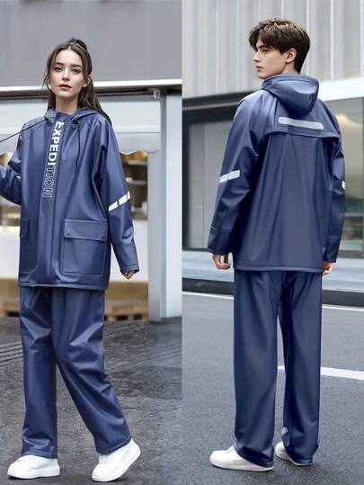 Women's Navy Blue Motorcycle Rain Jacket, Casual PVC Waterproof Hooded Rain Coat, Model B31, Fashionable All-Weather Gear, Breathable , Women's Waterproof Rain Jacket & Pants Set - Breathable Outdoor Gear, Suitable For Motorcycle Riding, Hiking And Travel Insulation,Galentines,Puppy,Carnival,Party Decorations,Spring Summer Picks,Brides Maid Gifts,Room,Bedroom Decor,Beach,Travel,For Men,For Women,Vacation,Cute Stuff,Mother's Day Gift,Bedroom Decor,Garden,Kitchen Decor,Summer,Beach,Travel Essentials,Room Decor,Squishy,Graduation