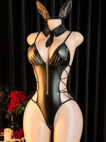 Role-Playing, Sexy Lingerie, Bunny Girl Costumes, Backless Women's Lingerie, And Bodysuits - Black - View 1