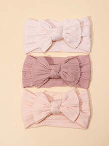 女士发带吸汗带3件套，新款时尚发饰，进口尼龙材质，提花编织蝴蝶结发带，适合美容和休闲场合，秋季配饰，秋冬季度假穿搭，女士优雅围巾，女士头巾，柔软头巾 - 粉紅色系3件套 - 查看 6