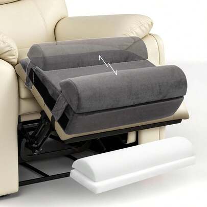 PYURIFAI Recliner Leg Rest Cushion - Recilner Foot Rest Cushion With Removable Semi-Cylinder For Superior Support, Adjustable Foot Pillow For Reclner, Recliner Leg Pillow With 2 Straps, Grey