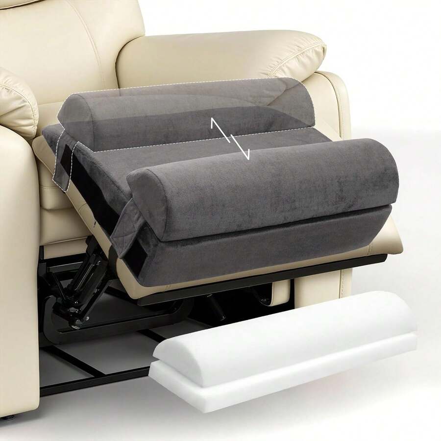 PYURIFAI Recliner Leg Rest Cushion - Recilner Foot Rest Cushion With Removable Semi-Cylinder For Superior Support, Adjustable Foot Pillow For Reclner, Recliner Leg Pillow With 2 Straps, Grey