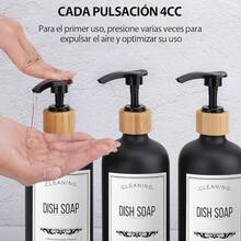 EstiloYanlin 3Pcs Dispensador De Jabon, 500ML Dispensador De Shampoo, Con Embudo Y 5 Etiquetas Impermeables, Reutilizar, Adecuado Para BañOs, Cocina, DecoracióN Del HogarVersióN Mejorada - 3PCS 500ML Ambar Dispensador de jabón - Ver 6