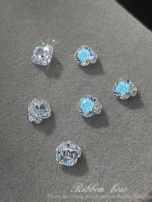 5pcs Zirconia Rhinestone Nail Art Decorations, Handmade Sparkling Zirconia Rhinestone Balls, Transparent Asymmetrical Zirconia Rhinestones, Flashy Full Rhinestone Large Right Angle, Ice Sugar Rhinestone Nail Decor Nails Nail Supplies - Multicolor - View 4