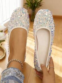 Beige Purple Sequins