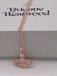 Vivienne Westwood Dây chuyền mặt đá Mini Bas Relief - Hoa hồng vàng - Xem 2