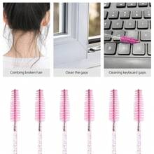 50 Pcs Disposable Mascara Wands, Crystal Eyebrow Spoolies Brush For Eyelash Extensions, Black Eye Lash And Makeup Brush - 水晶粉紅 - 查看 5