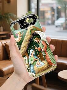Christmas Nativity Scene Phone Case Religious Art Design Mary Joseph Baby Jesus Manger Angel Starry Sky Pattern Transparent Case, Compatible With IPhone 17/16/15/14/13/12/11/XS, Compatible With Galaxy A16/A25/A35/A54/A73, Compatible With Galaxy S24/S23Plus/S22Ultra, Waterproof Shockproof Scratch Resistant - 無色 - 查看 2