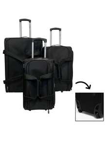 Set de maletas de viaje 28", 24" y 19" de tela con ruedas ligeras y resistentes ideal para viajes largos y equipaje de mano - Negro - Ver 3