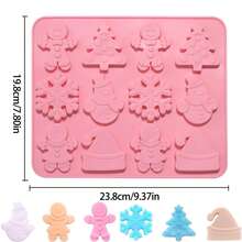 1 molde de silicone de Natal - design de 12 furos com formas de boneco de neve e biscoito de gengibre, perfeito para fazer chocolate, sobremesas e