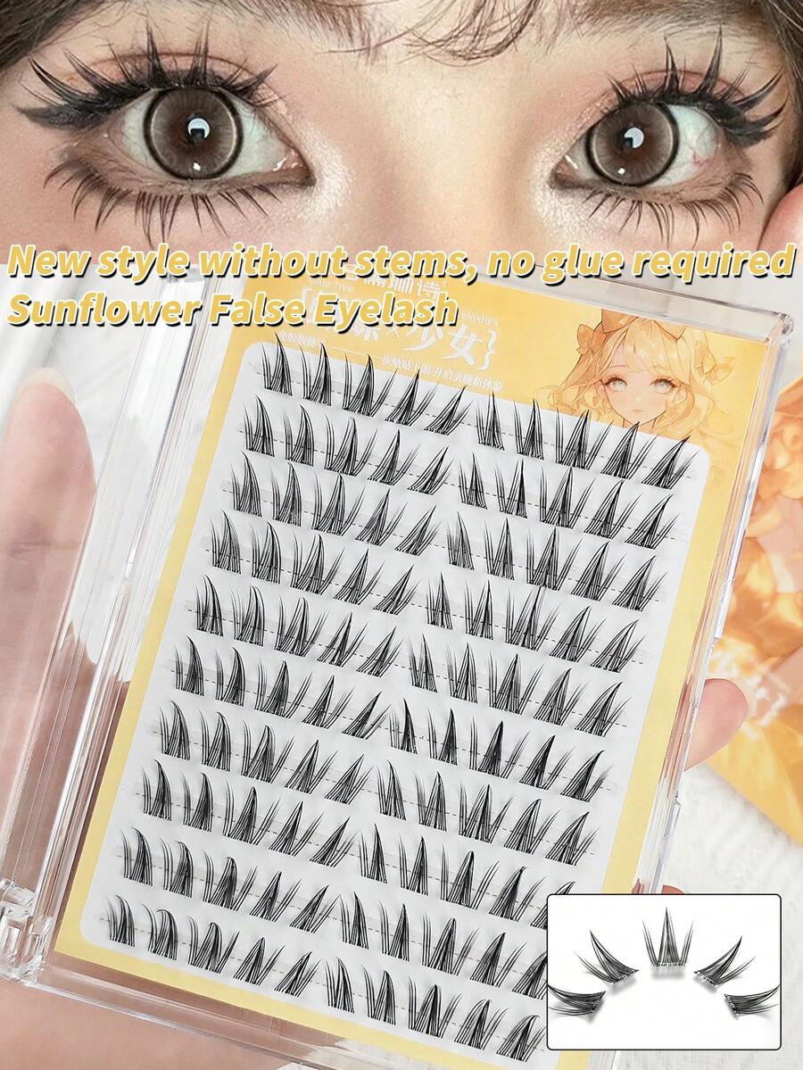 100 paquetes de pestañas postizas de piel de visón artificial, efecto natural 3D, fácil de aplicar en los ojos, reutilizables, aumentan el tamaño de los ojos instantáneamente, diseño segmentado para varias opciones de bricolaje, para que tengas un par de ojos grandes personalizados, recomendado para cosplay y maquillaje, sin pegamento - C - Ver 1