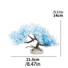 Decoração para aquário, conjunto de ornamentos para paisagem, árvore de cerejeira artificial, plantas aquáticas, adequado para pequenos peixes e camarões se esconderem