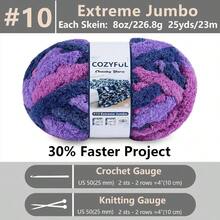 Chunky Yarn Hand Knitting - #10 Chunky Chenille Blanket Yarn, Jumbo Big Thick Chunky Yarns Crocheting, Tie Dye Bulky Knit Yarns, 8 Skein 25 Yds 8 Oz Each Skein SageKhaki - 8 件裝 + 多色紫色 - 查看 2