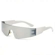 1 Piece Unisex Punk Style Oversized Round Glasses - Non-Prescription, Lightweight Plastic Frame, Tortoiseshell/Clear/Black/Tinted Lens Options, Protective Reflective Lenses, Suitable For Music Festivals/Parties/Weddings & Various Events - 白色 - 查看 3