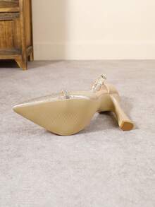 Giày cao gót hở mũi nhọn thanh lịch dự tiệc cho nữ, màu đen, bạc, trắng - Rượu sâm banh - Xem 7