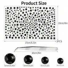 975Pcs Face Gems Hair Gems, Self-Adhesive Face Jewels Eye Jewels Rhinestones 3/4/5/6 Mm DIY Face Gems Stick On, Hair Body Rhinestones Gems Crystals Pearls For Face Makeup, Crafts (Gem_Black){Inchcolor_nameinch:Inchgem_blackinch} - 寶石黑 - 查看 3