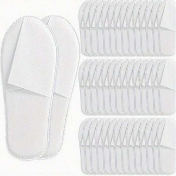 2 piezas/15 piezas/30 piezas/60 Pantuflas desechables, pantuflas de invitados suaves y cómodas con suelas antideslizantes para hotel, hogar, viaje - Transpirables, con acolchado reforzado