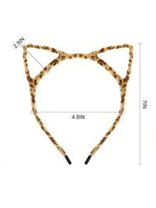 Cute 2pcsl Hollow Leopard Print Cat Ear Decoration - Halloween Party Costume Headband [Leopard Print Pattern Position Is Random], Headband, Headband, Headband, Christmas Gift  Plain  Leopard Print    Polyester    Animal - 淺棕色 - 查看 2