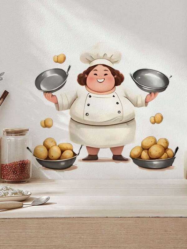 1 ملصق ديكوري لشيف البطاطا السمين، ملصقات PVC قابلة للإزالة وذاتية اللصق، سهلة التمزيق، ديكور المنزل لجعل حياتك جديدة، ملصقات ديكورية لعيد الميلاد والتخرج