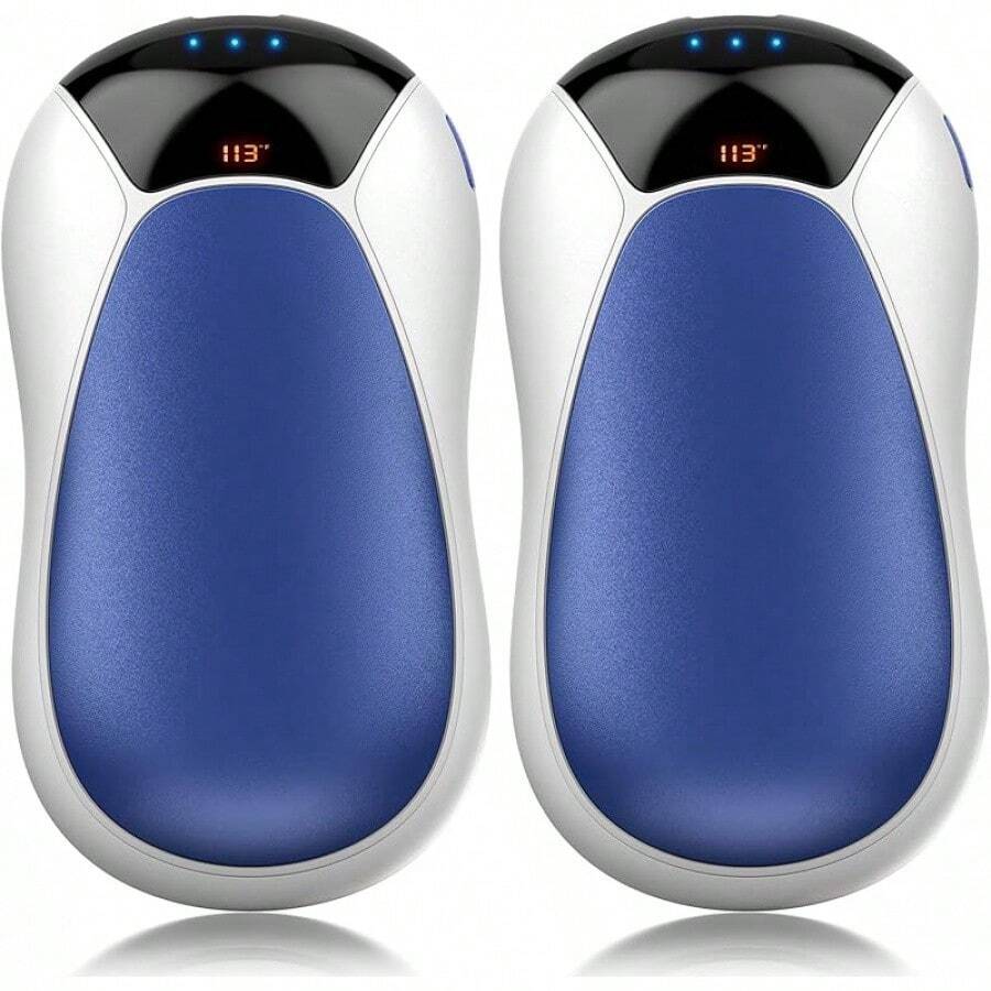 Rechargeable Hand Warmers 2 Pack - 8000mAh Electric Hand Warmers, Instant 2s Heating, 3 Heat Levels With Digital Display,  Gift For Men & Women – Camping, Hiking, Golf, Hunting, Birthday - 藍色 - 查看 1