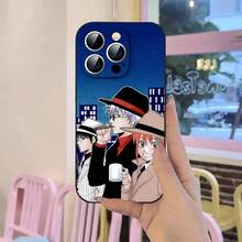 Custodia per telefono con motivo dell'anime Gintama, compatibile cone 17, 16, 15, 11, 13, 14 Pro Max, 7, 8 Plus, X, Xr, Xs Max, 12 mini, con cover nera