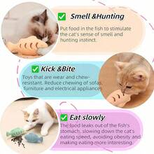 3pcs Silicone Fish-Shaped Cat Chew Toy - Interactive Treat Dispenser, Puzzle Snack Pet Toy For Dental Health, No Batteries Needed, Materials, Interactive Cat Toys