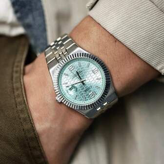 1 件男士时尚商务防水石英表，日常佩戴