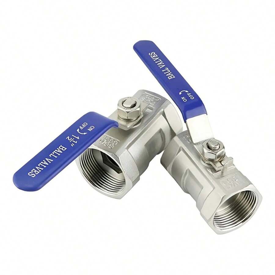 1 Unidad  Válvula de Bola 1/2" de Acero Inoxidable T304 para 1000 PSI, con Giro de 90° para Apertura y Cierre Suave, Sellado Perfecto con Asiento de Teflón, Ideal para Sistemas Industriales, Fontanería y Aplicaciones de Agua, Diseñada para Profesionales, Técnicos y Aficionados al Bricolaje - Plateado - Ver 1